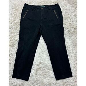 Women’s Lauren Ralph Lauren High Rise Petite Black Crop Pants Size 12 Petite